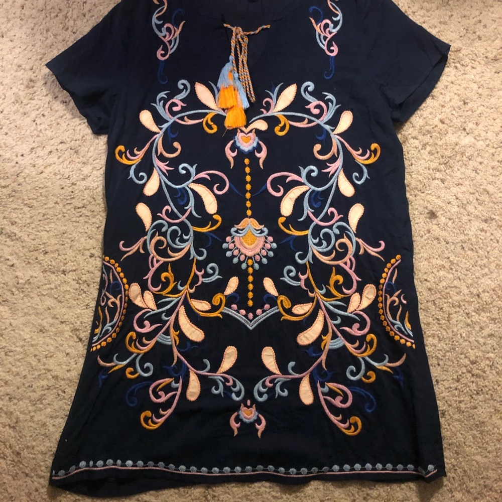 Skies Are Blue Embroidered Shift Dress